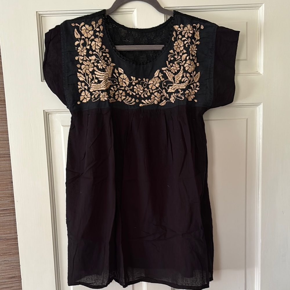 Black Tunic with Gold Embroidery